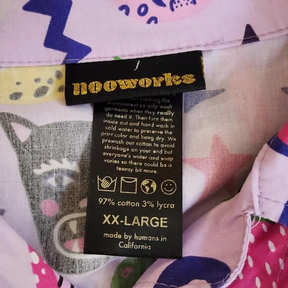 Nooworks Coveralls Short Sleeve Jumpsuit in Hastings Print Womens XXL Lavender - Picture 12 of 13